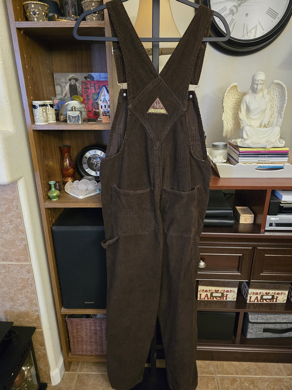 Vintage No Boundaries Brown Corduroy Overalls Relaxed Bib Utility 90s Y2K Size M - Picture 5 of 7